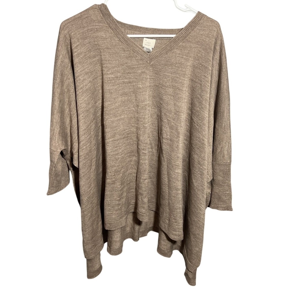 A New Day Women's Brown‎ OSFM One Size Fits Most V-Neck Pullover Sweater Tunic